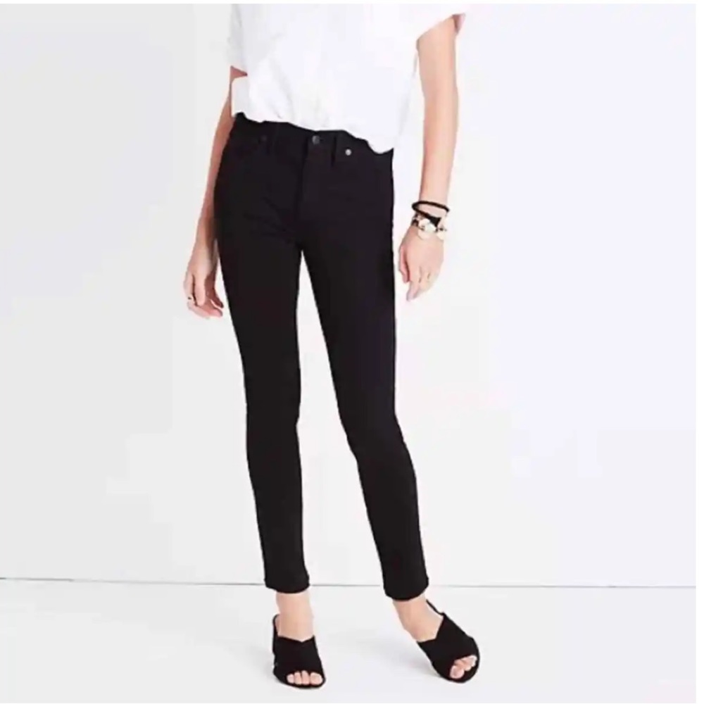 Madewell Style G1202 9” High Rise Skinny Ankle Jeans ISKO Stay Black Size 28